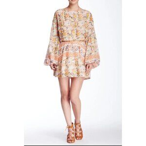 Free People Sun Print Mini Dress Cutout Back Sz S